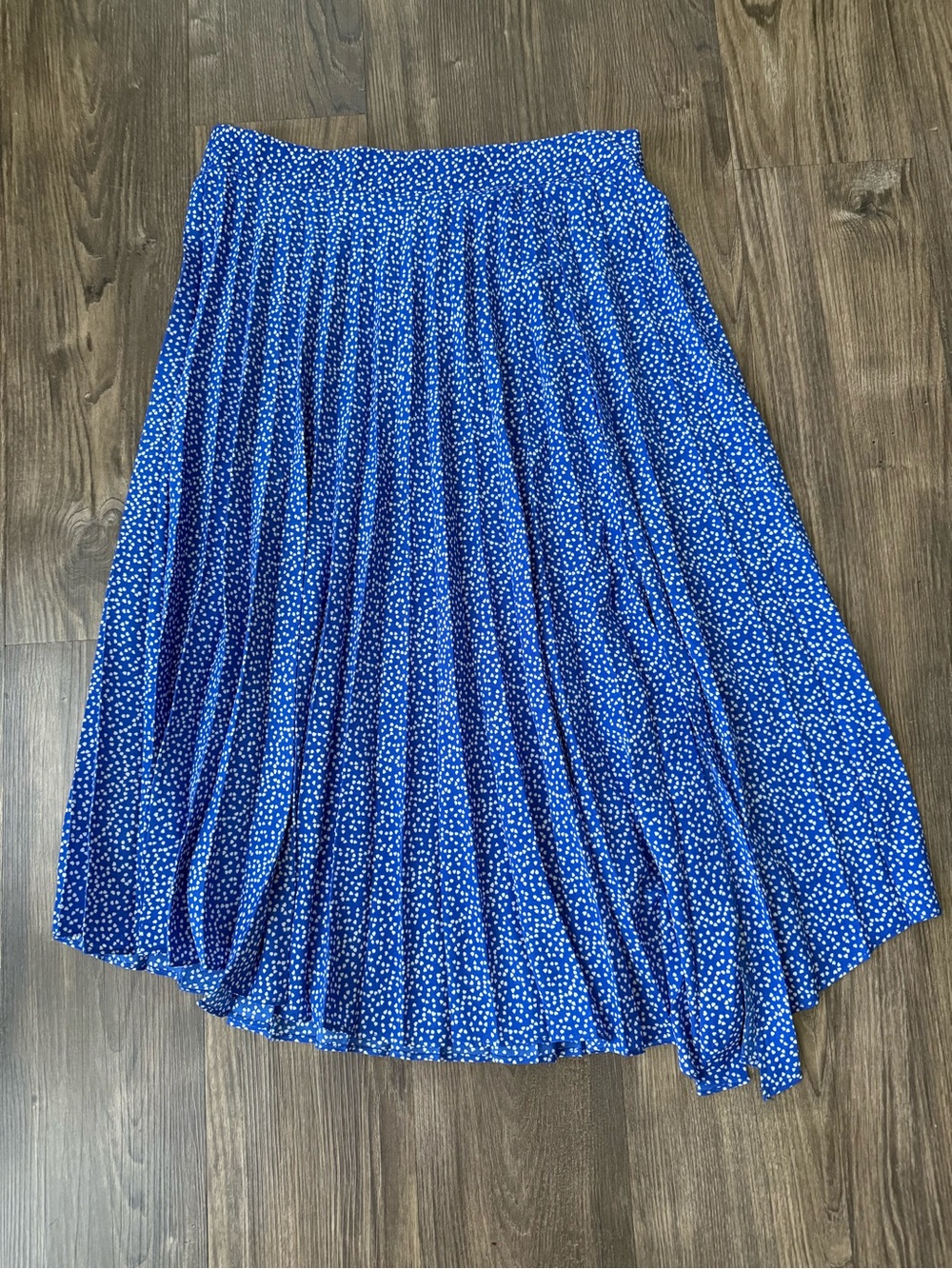 Lush Blue Speckled Asymmetric Skirt with Front Side Slit